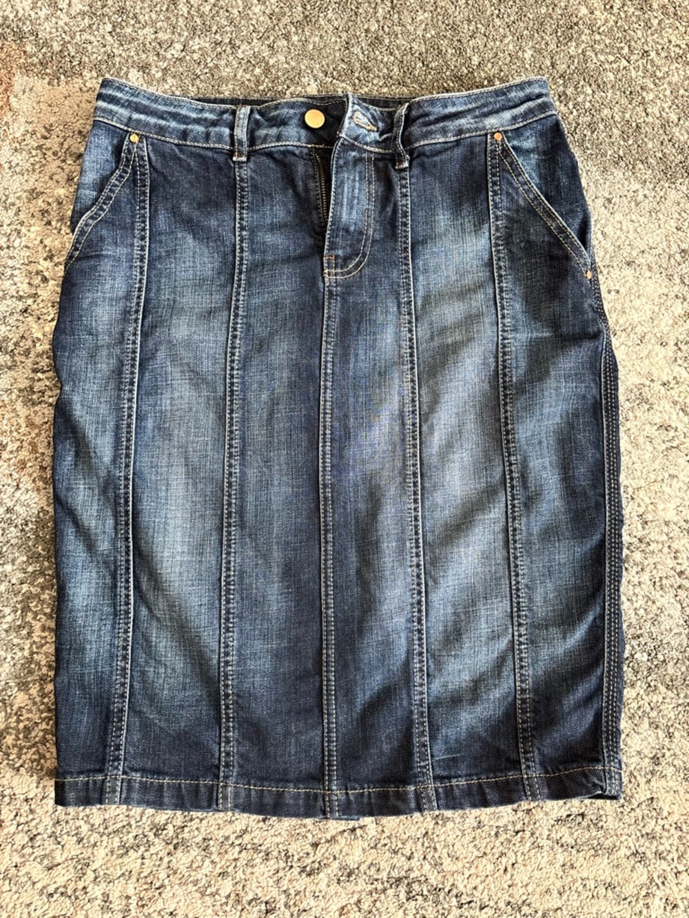 Classic Dark Blue Denim Pencil Skirt